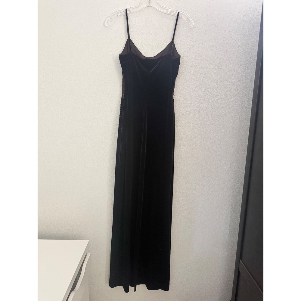 Y2K Cache Maxi Dress Brown Velvet Beaded Fairy Grunge Goth Witchy Sz 6 - Picture 4 of 15